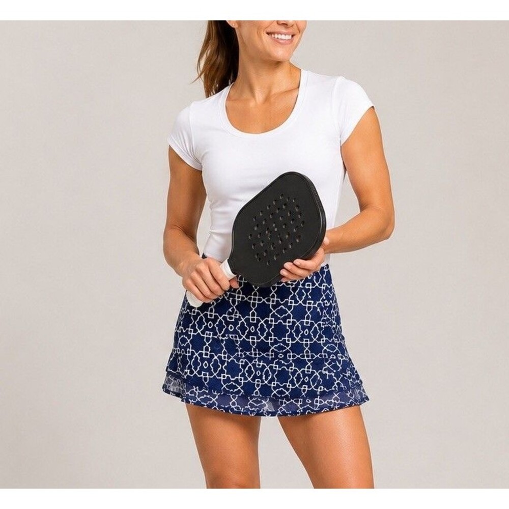 X by Gottex Skort Womens XS Navy White Geo Tennis Golf Pickleball Skirt Skort
